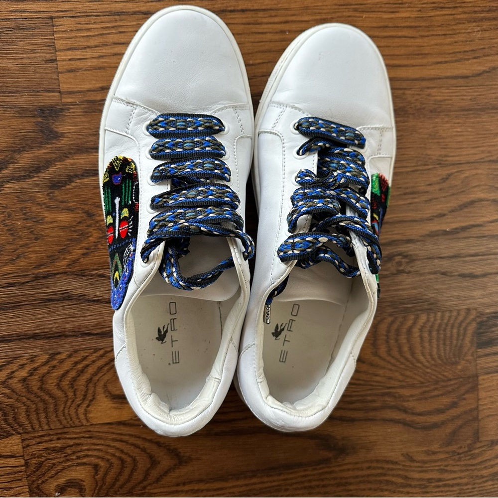 Etro Tribal Patch Leather Trainer Sneaker Size Eu 39